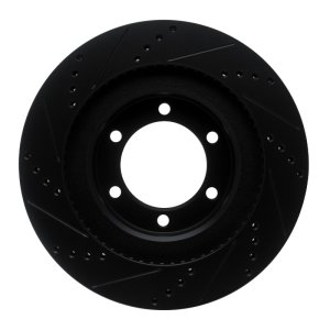 Lexus GX470 Brake Rotor (1) - Front Right - R1 Concepts - Drilled & Slotted - Black - `03-`09